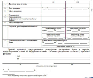 Заявление о расторжении брака (по взаимному согласию супругов). Форма N 8