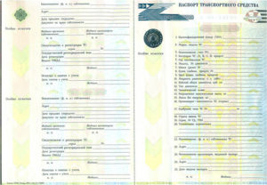 Паспорт транспортного средства (образец)