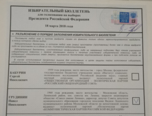 Форма избирательного бюллетеня для голосования на выборах Президента Российской Федерации