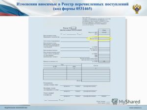 Реестр перечисленных поступлений