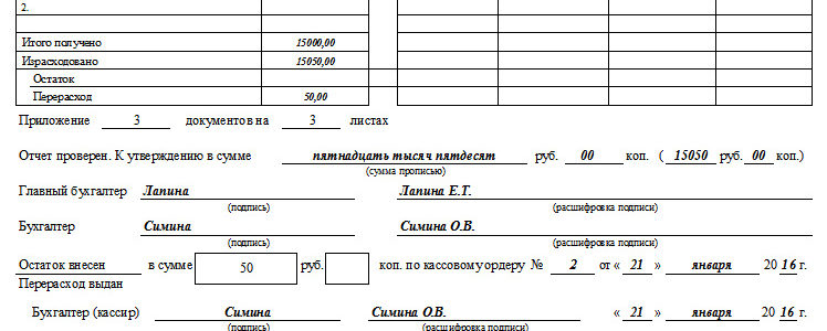 Авансовый отчет. Унифицированная форма N АО-1 (пример заполнения)